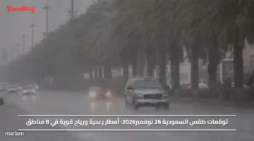 توقعات طقس السعودية 26 نوفمبر 2026.. أمطار رعدية ورياح قوية في 8 مناطق